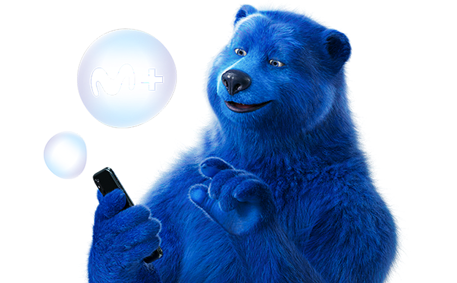 Oso azul de O2 usando un móvil